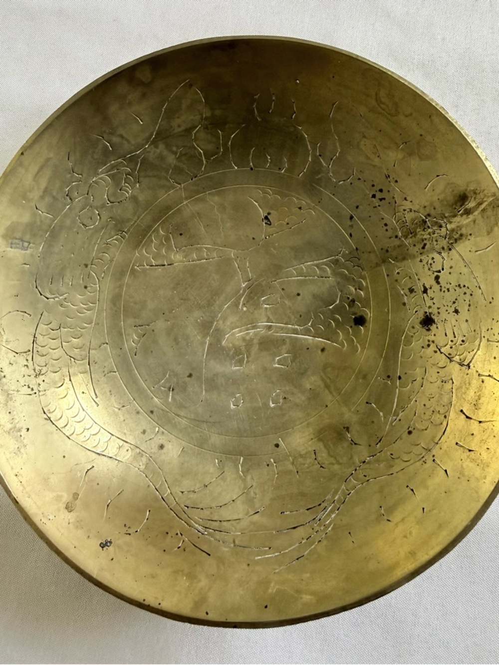 Vintage Chinese Solid Brass Decorative Bowl “ China” Engraved on the Other Side